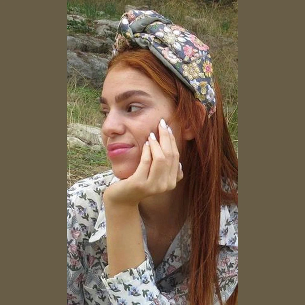 Gray Floral Headband