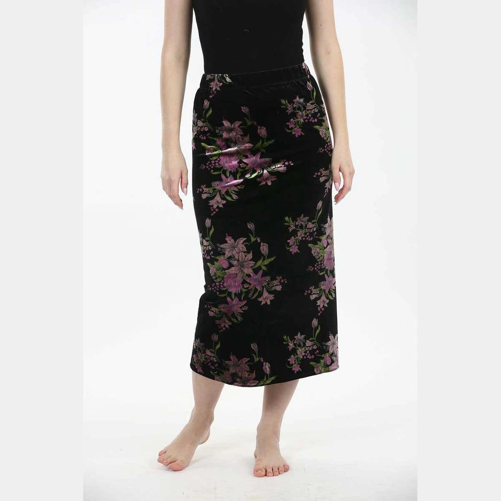 Purple & Pink Floral Velvet Skirt
