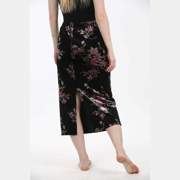 Purple & Pink Floral Velvet Skirt