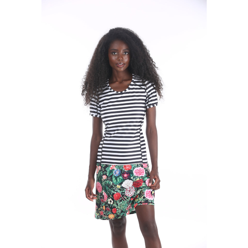 Modest Swimwear – Flower Stripes (Short) (XS–XXL)