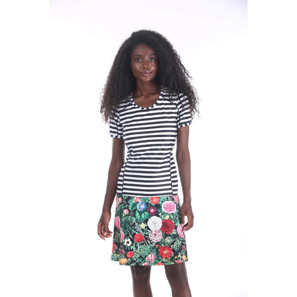 Modest Swimwear – Flower Stripes (Short) (XS–XXL)