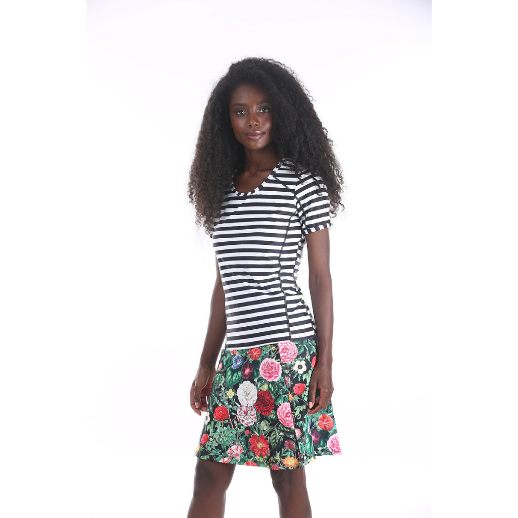 Modest Swimwear – Flower Stripes (Short) (XS–XXL)