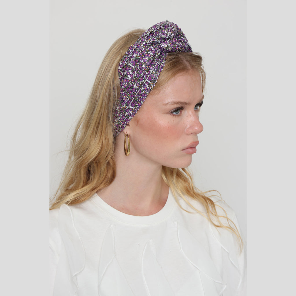 Purple Sequin Tie Headband