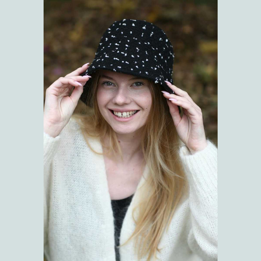 Rounded Black Tweed Hat