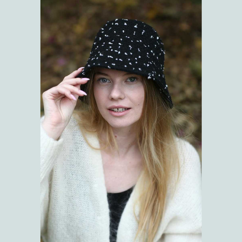 Rounded Black Tweed Hat