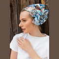 Light Blue Paisley Full Coverage Headwrap