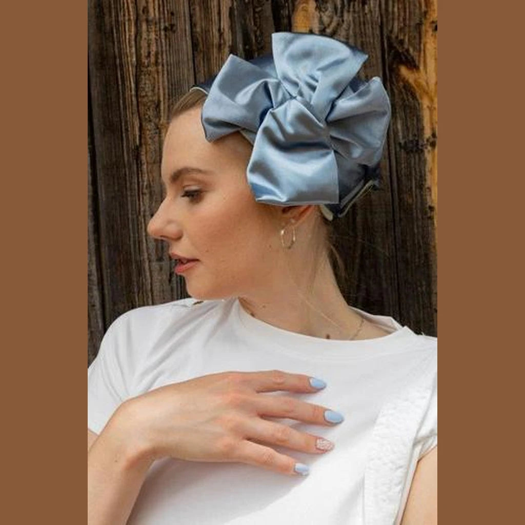 Light Blue Satin Full Coverage Headwrap