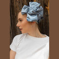 Light Blue Satin Full Coverage Headwrap