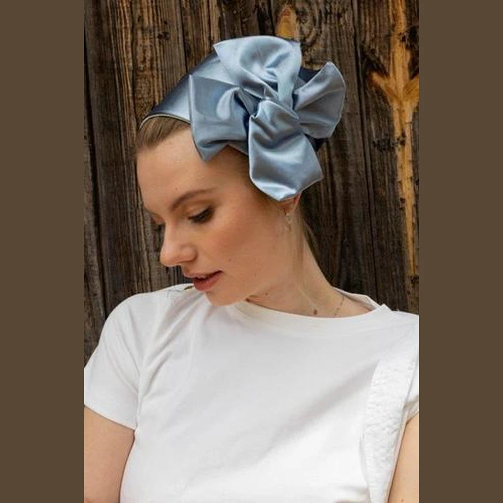 Light Blue Satin Full Coverage Headwrap