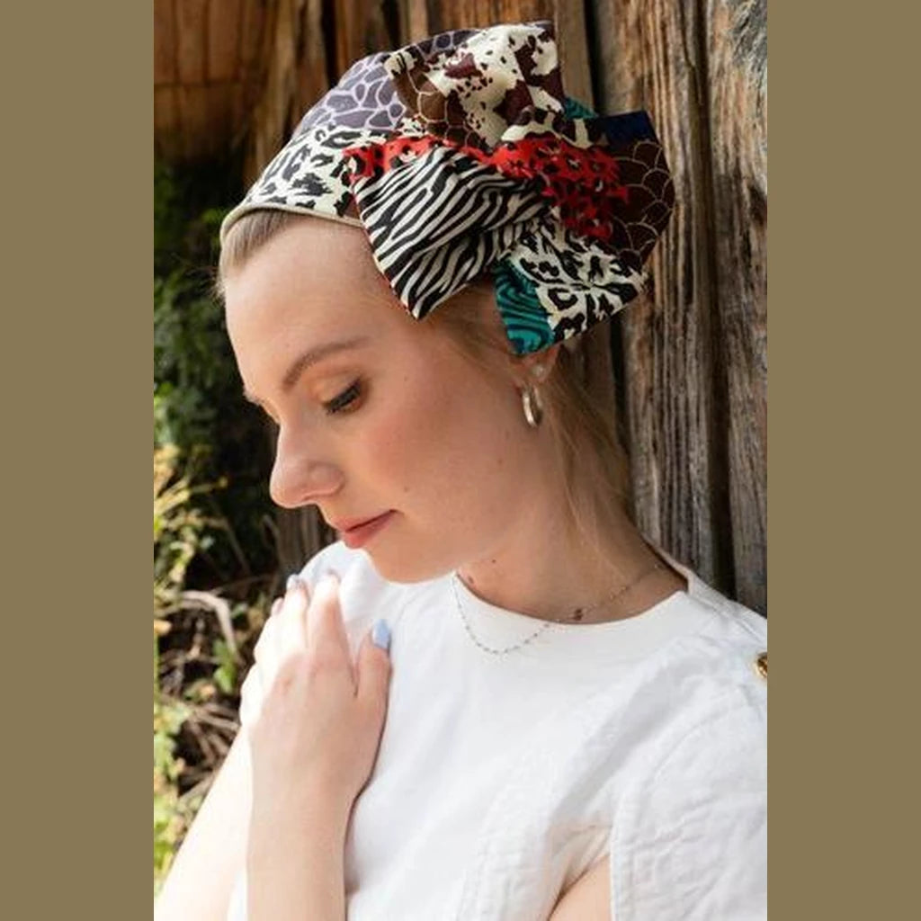 Red Leopard Print Full Coverage Headwrap