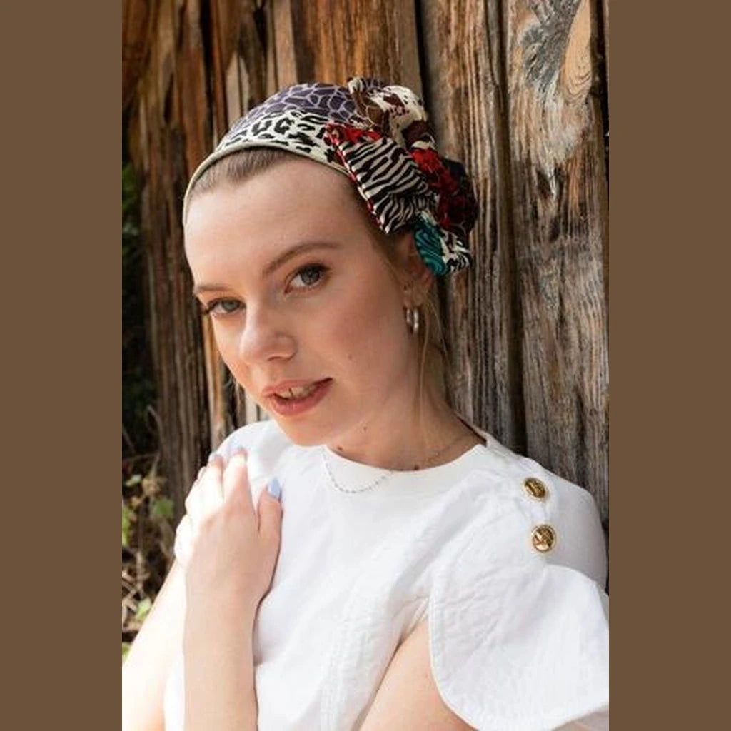 Red Leopard Print Full Coverage Headwrap