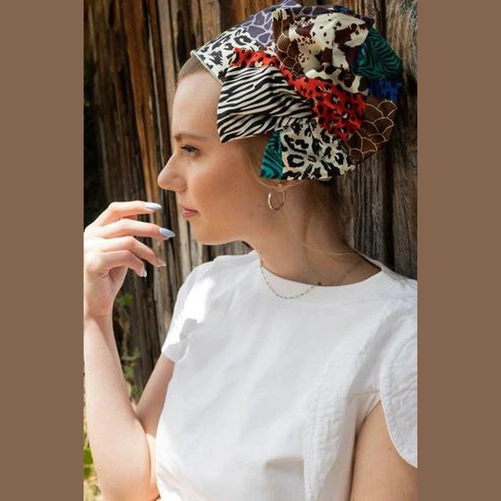 Red Leopard Print Full Coverage Headwrap