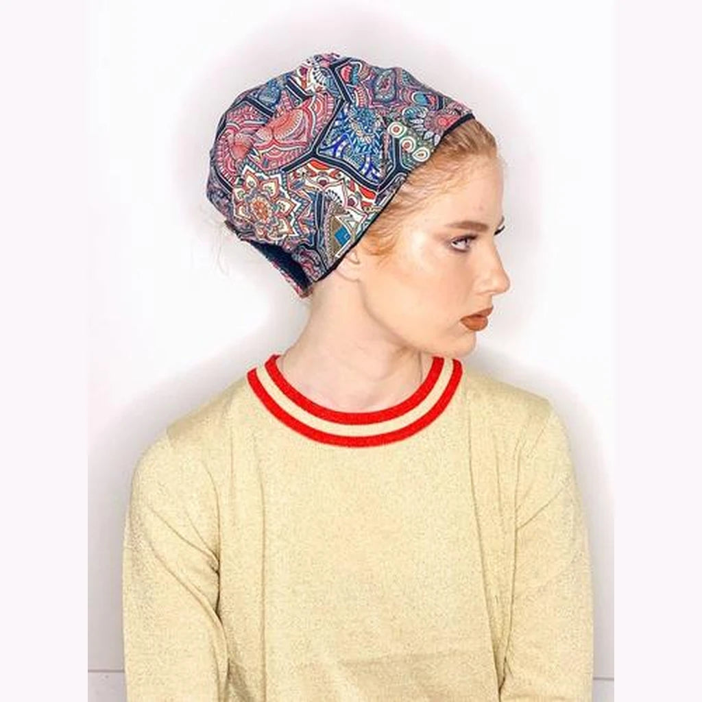 Black Paisley Printed Partial / Full Coverage Headwrap