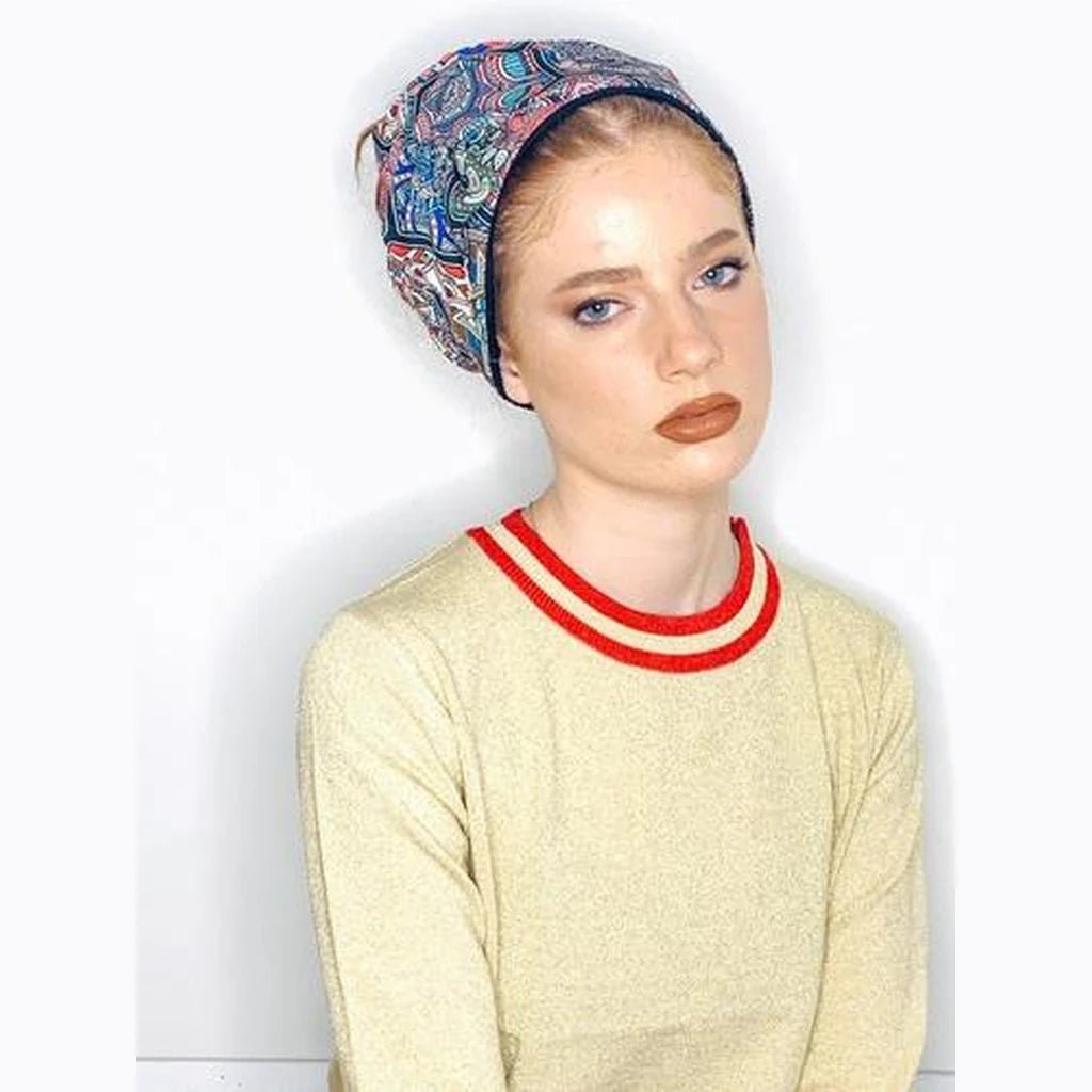 Black Paisley Printed Partial / Full Coverage Headwrap