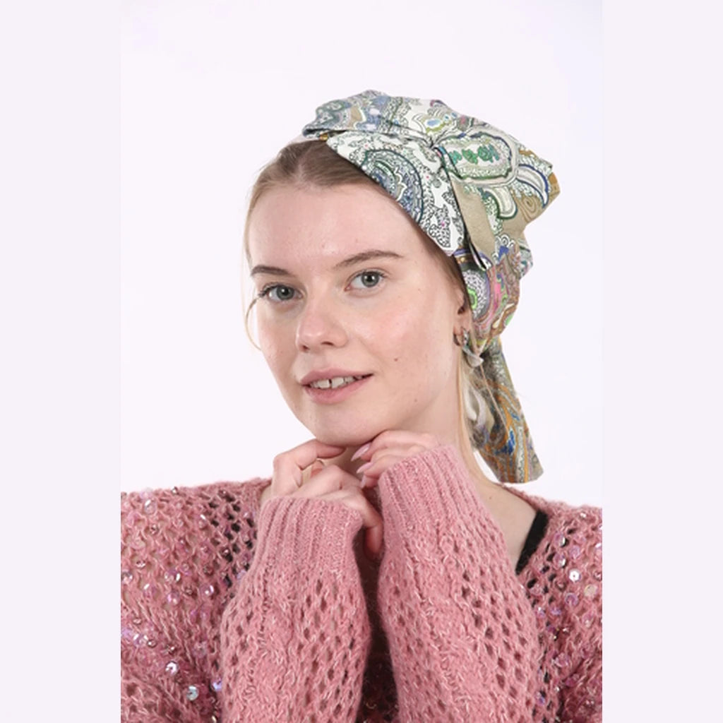 Paisley Print Jersey Bow Headwrap – Partial / Full Coverage