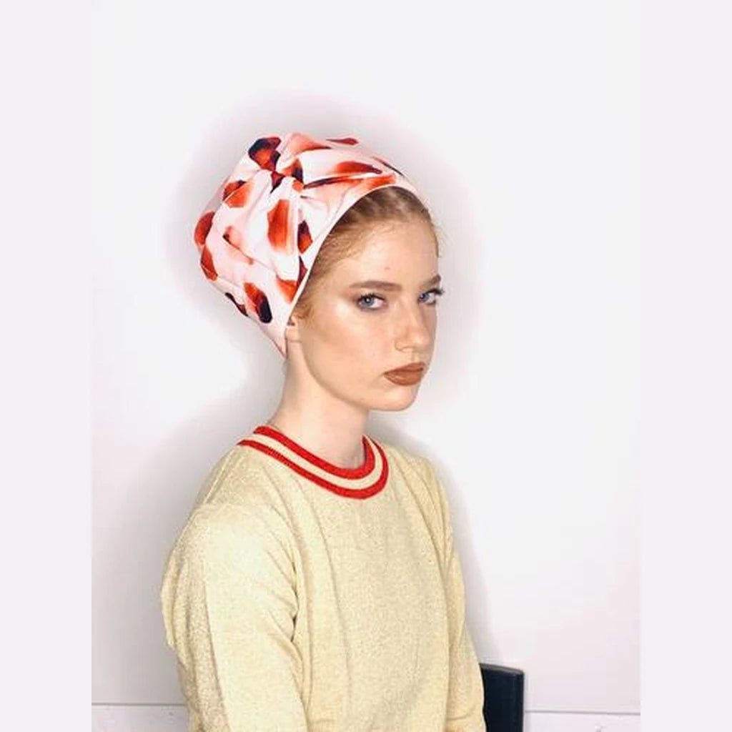Pink & Red Printed Partial / Full Coverage Headwrap