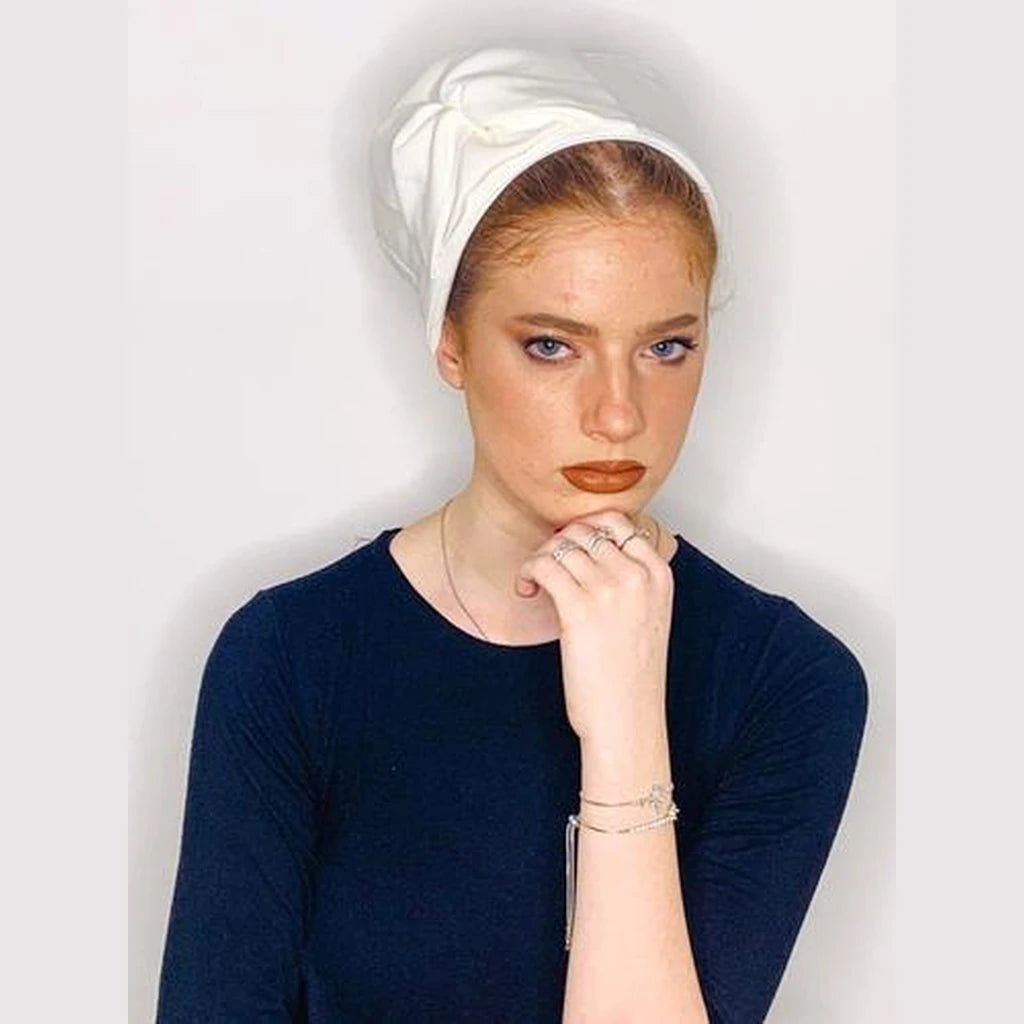 White Solid Partial / Full Coverage Headwrap