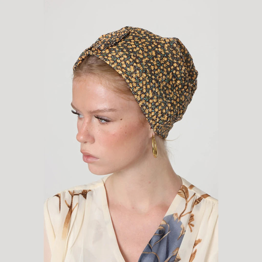 Brown & Yellow Sequin Bow Scarf – Full or Partial Coverage