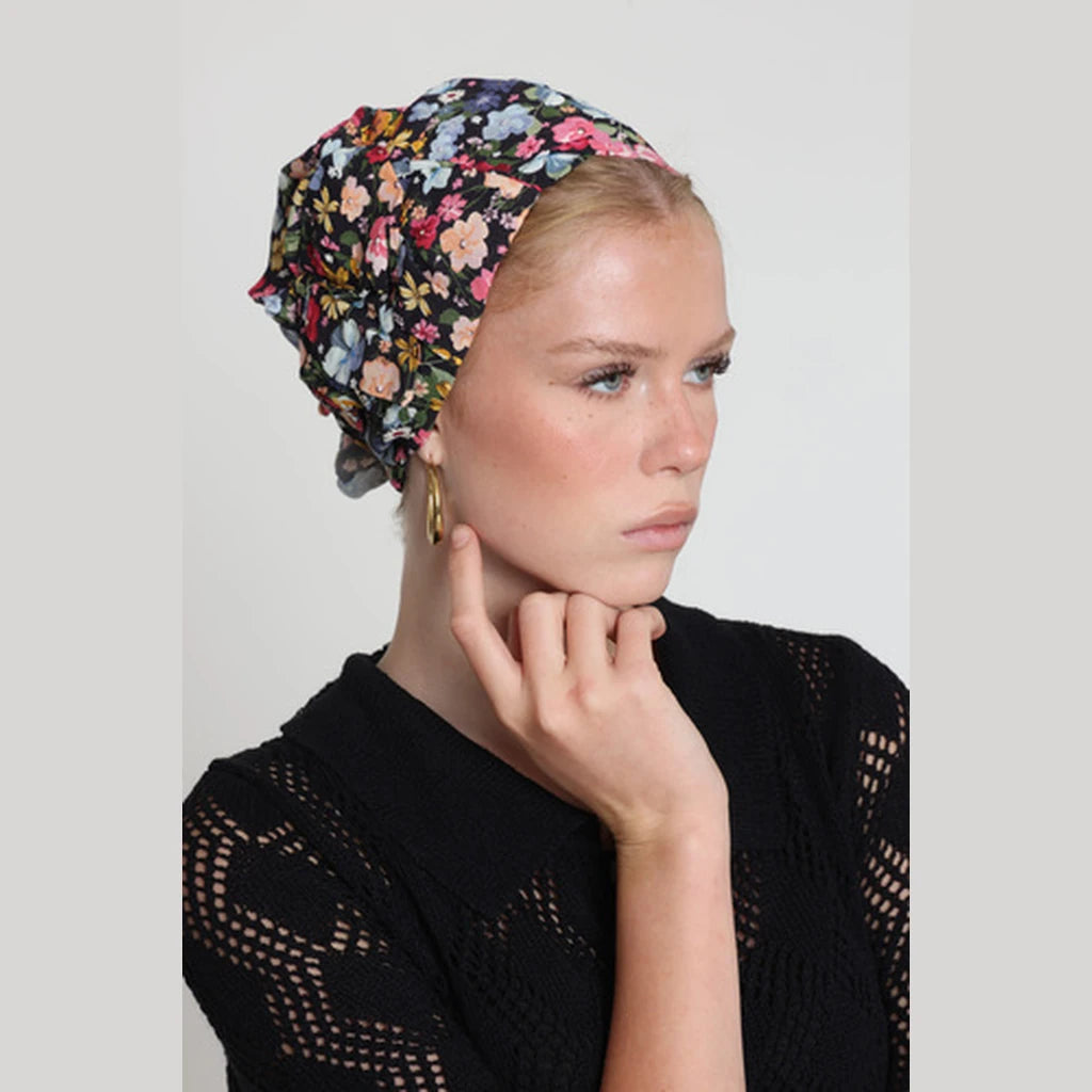Colorful Floral Bow Scarf – Full or Partial Coverage