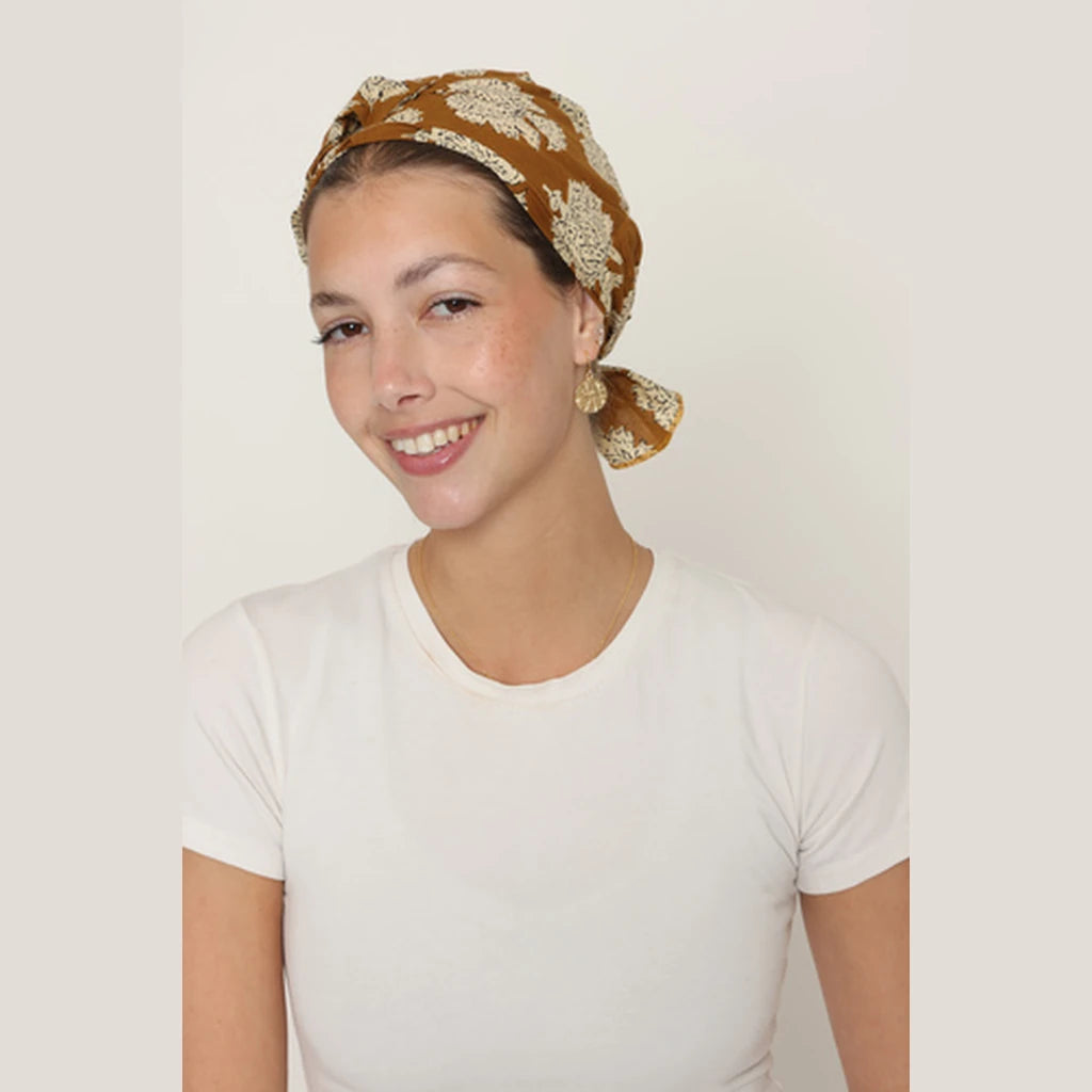 Brown Cotton Bow Scarf – Full or Partial Coverage