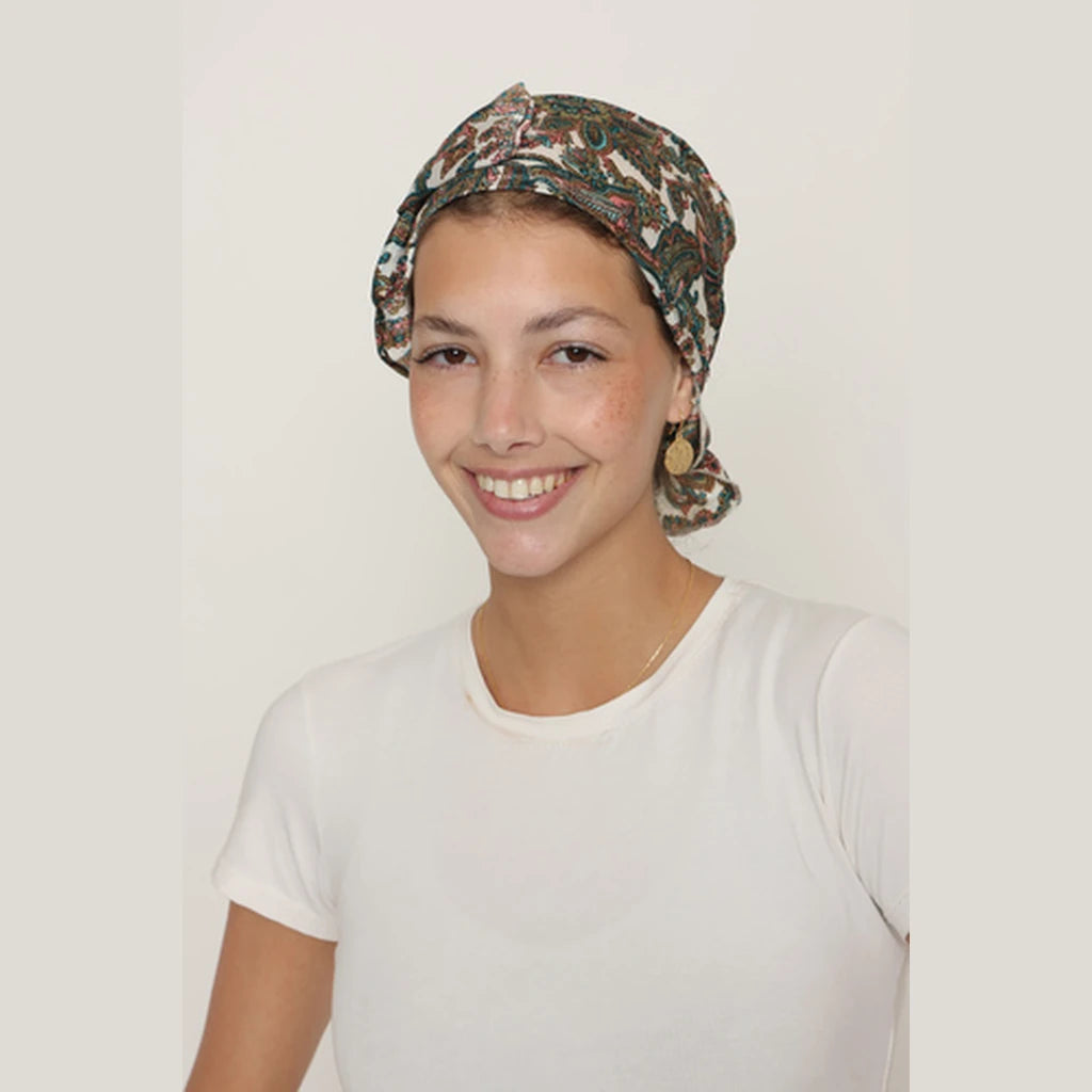 Pink & Turquoise Paisley Bow Scarf – Full or Partial Coverage
