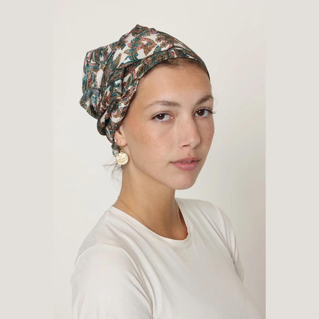 Pink & Turquoise Paisley Bow Scarf – Full or Partial Coverage