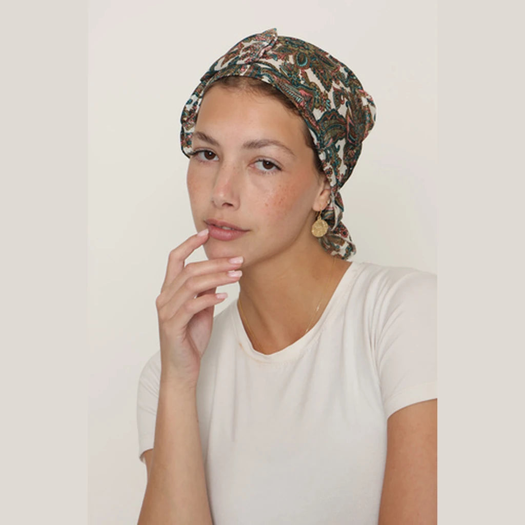 Pink & Turquoise Paisley Bow Scarf – Full or Partial Coverage