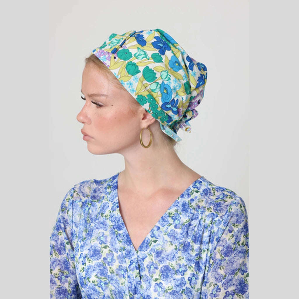 Turquoise Floral Bow Scarf – Full or Partial Coverage