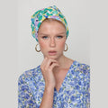 Turquoise Floral Bow Scarf – Full or Partial Coverage