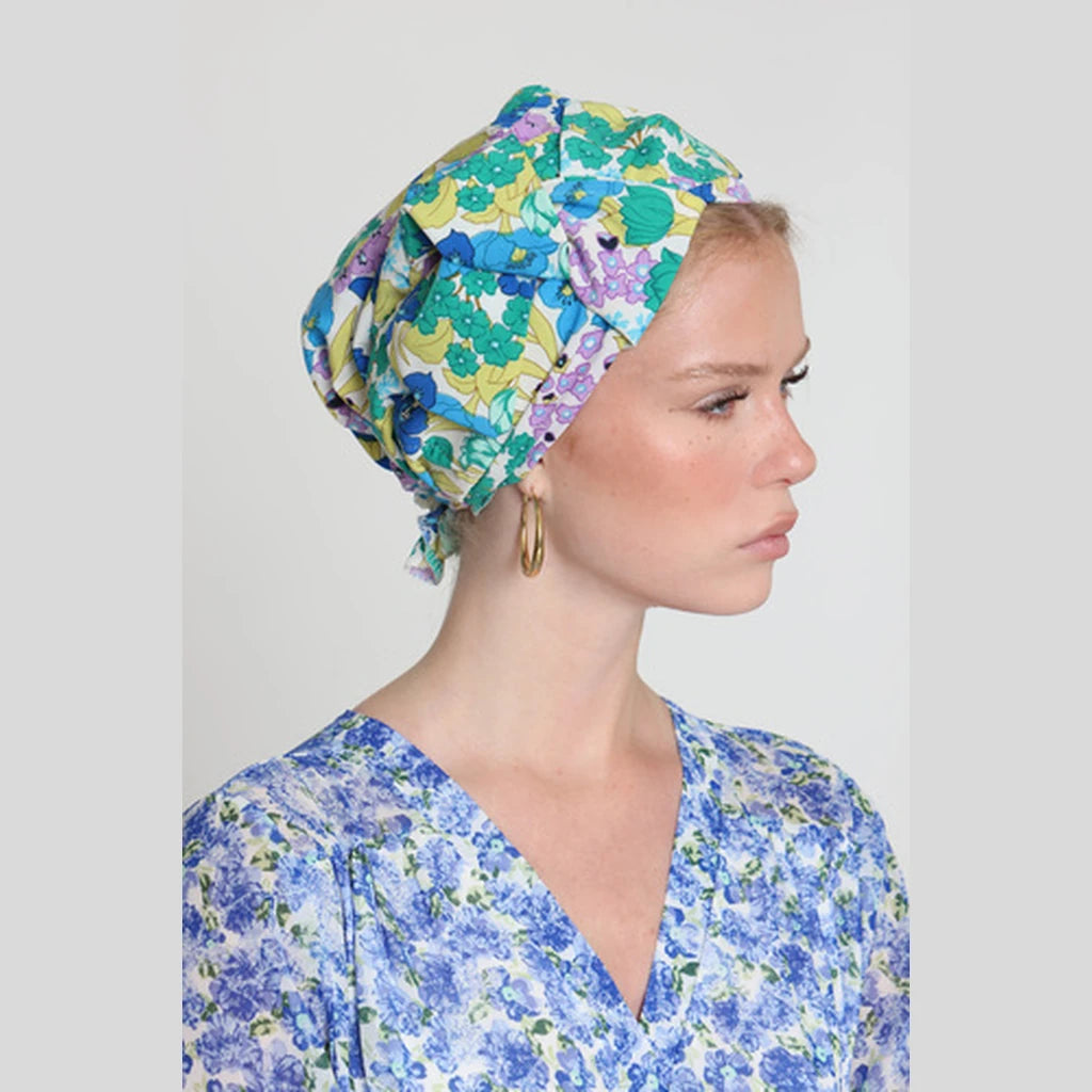 Turquoise Floral Bow Scarf – Full or Partial Coverage
