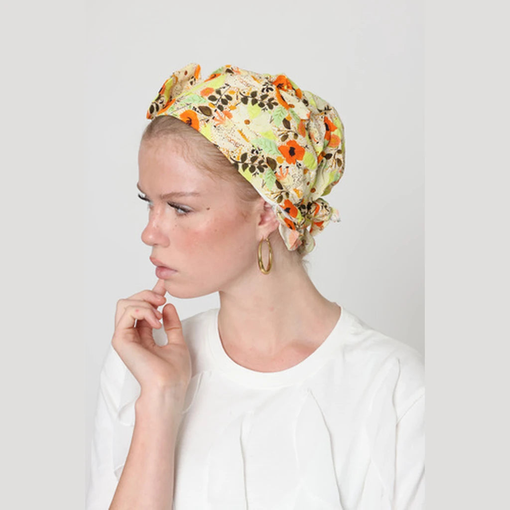 Yellow Floral Bow Scarf – Full or Partial Coverage