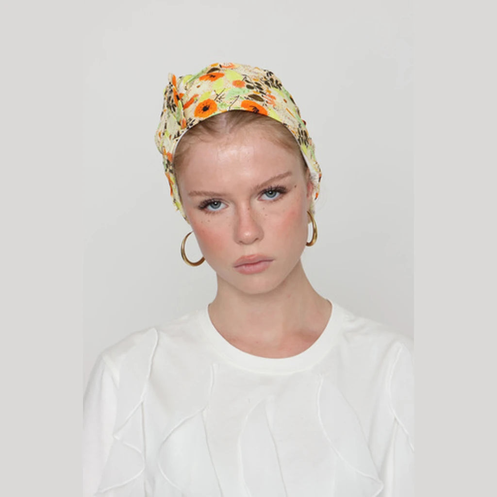 Yellow Floral Bow Scarf – Full or Partial Coverage