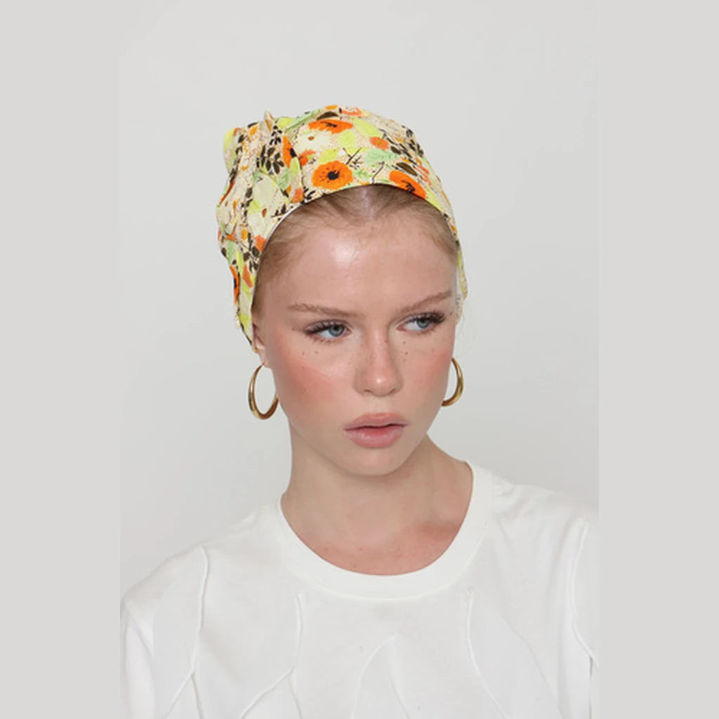 Yellow Floral Bow Scarf – Full or Partial Coverage