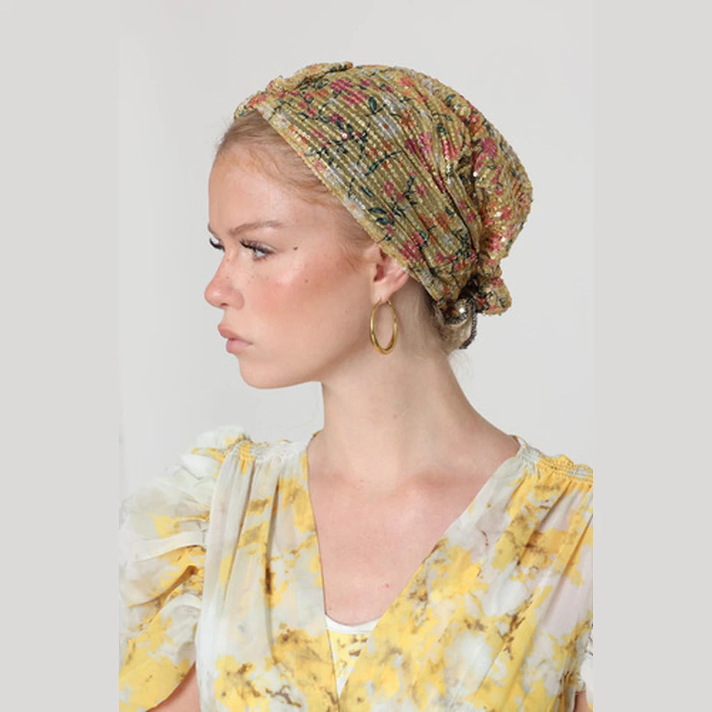 Yellow Sequin Bow Scarf – Full or Partial Coverage