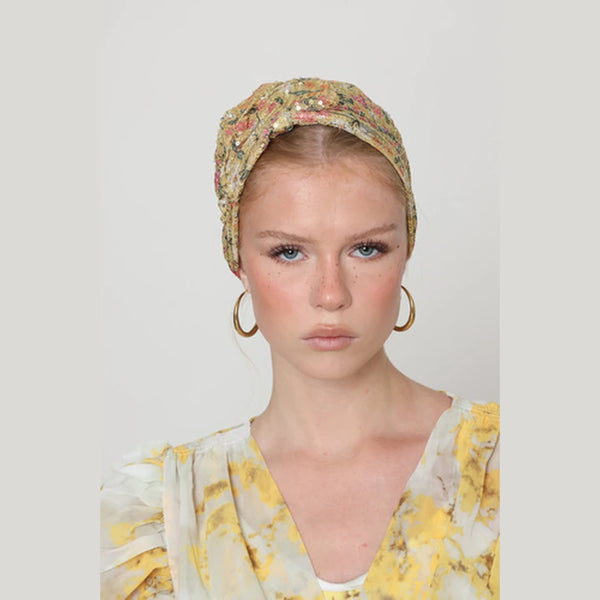 Yellow Sequin Bow Scarf – Full or Partial Coverage