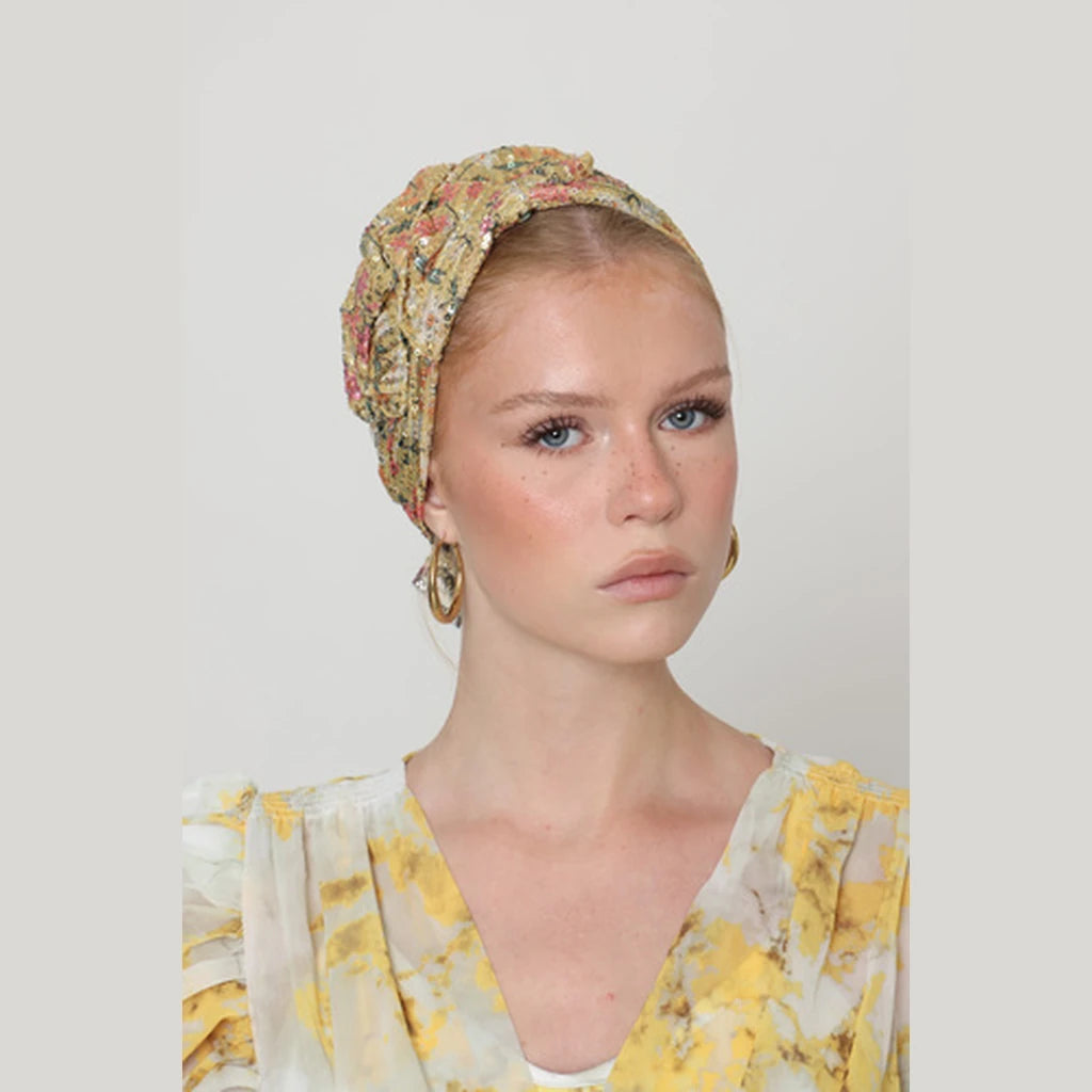 Yellow Sequin Bow Scarf – Full or Partial Coverage