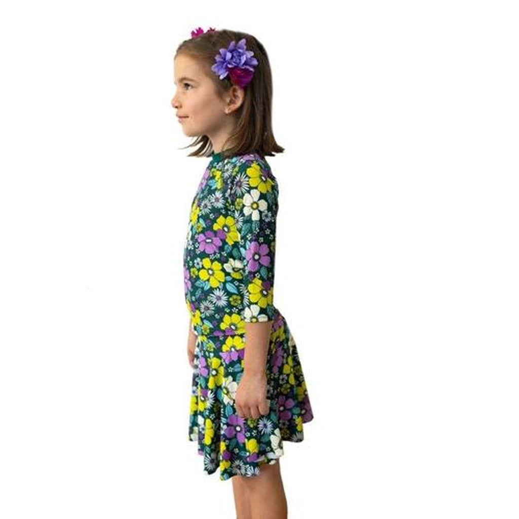 Green Daisy Two-Piece Modest Swimsuit
