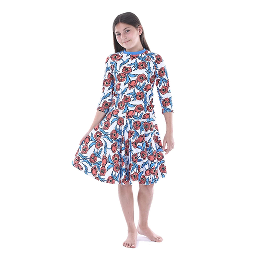 Flowers Two-Piece Modest Swimsuit