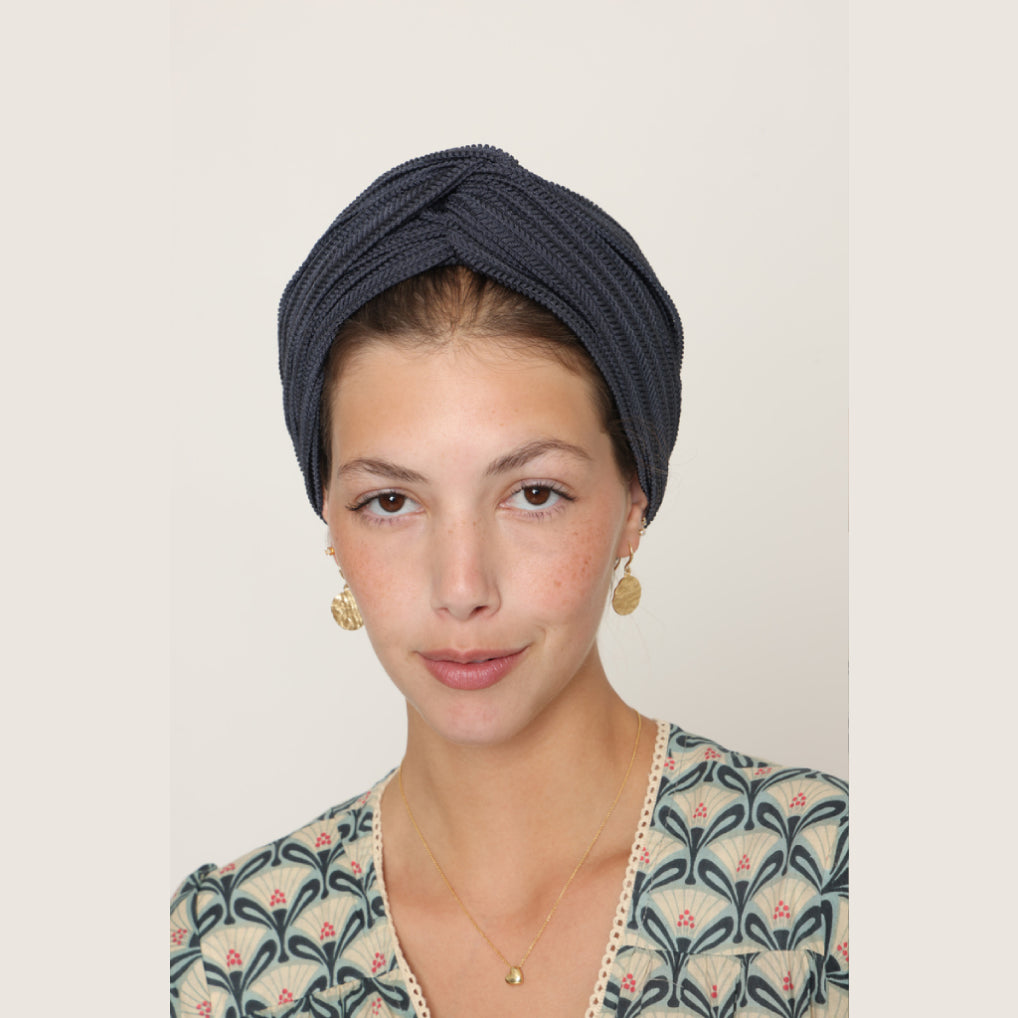 Partial & Full Coverage Knitted Turban Head Covering – Gray
