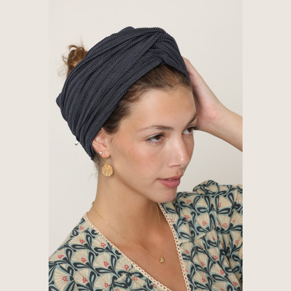 Partial & Full Coverage Knitted Turban Head Covering – Gray