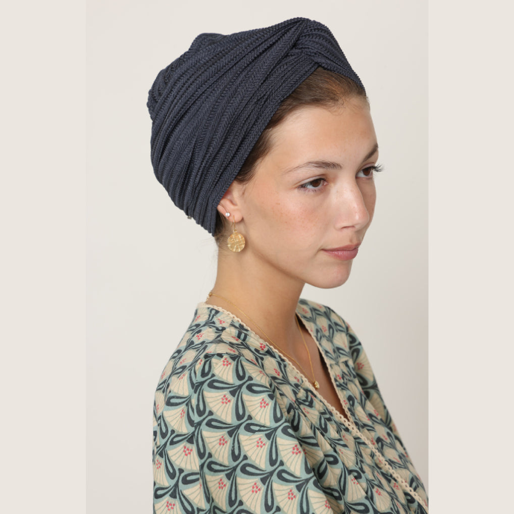 Partial & Full Coverage Knitted Turban Head Covering – Gray