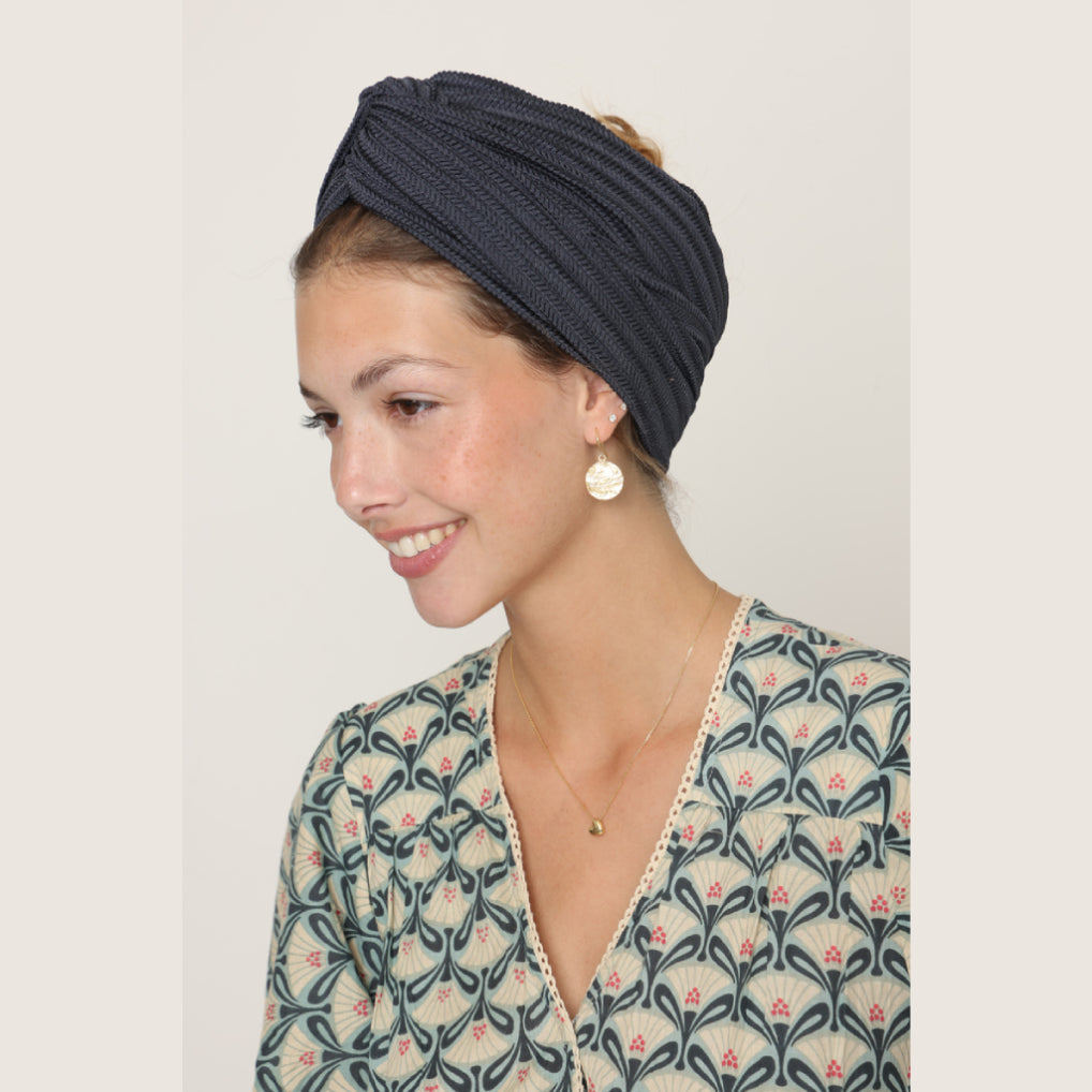 Partial & Full Coverage Knitted Turban Head Covering – Gray
