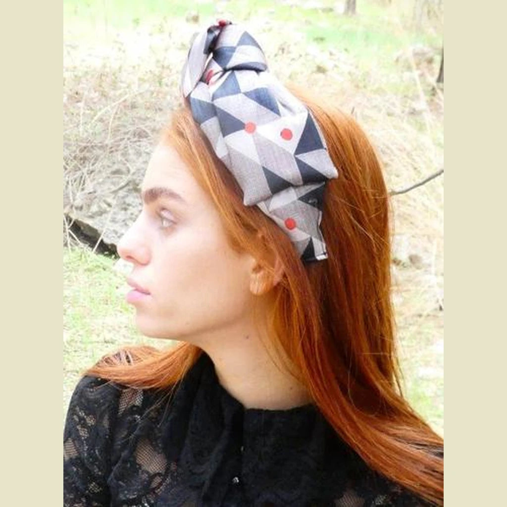 Gray Red Polka Dot Headband