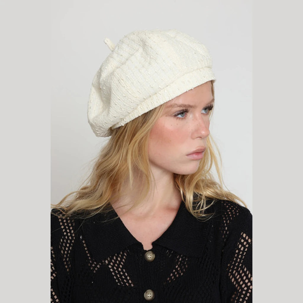 Off-White Pepita Cotton Beret