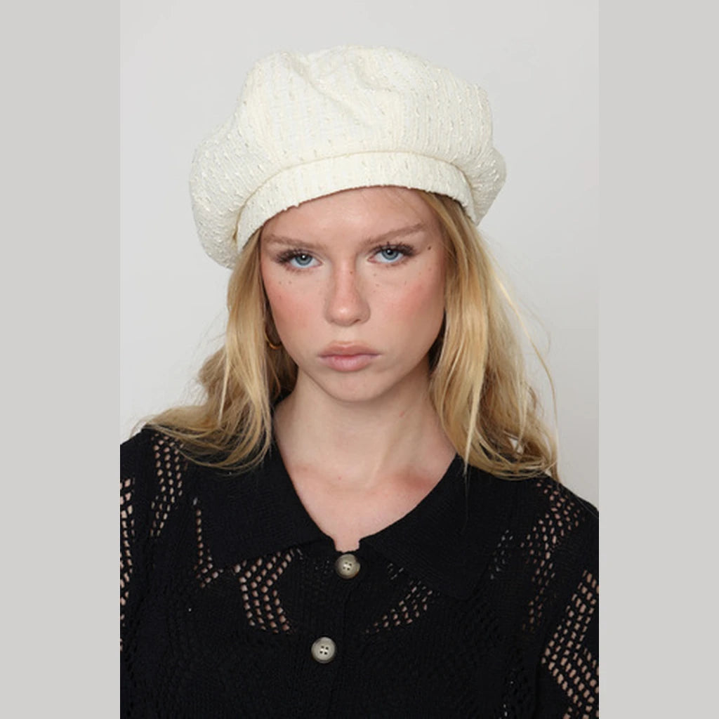 Off-White Pepita Cotton Beret