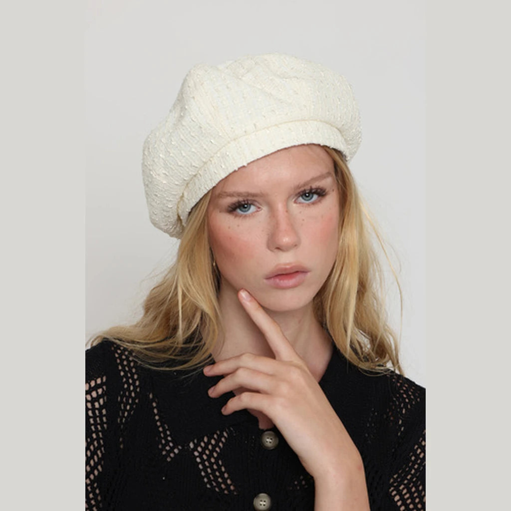 Off-White Pepita Cotton Beret