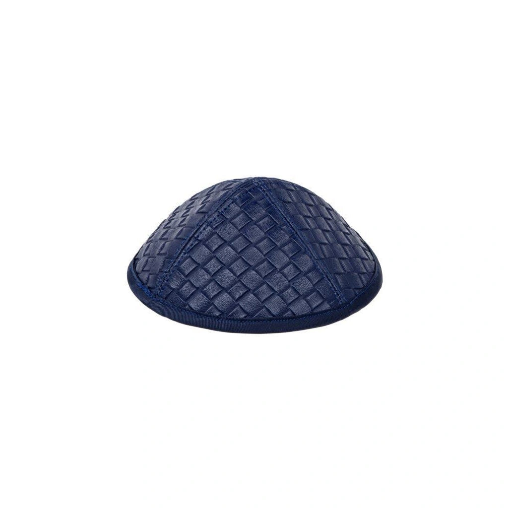 Blue Label Faux Leather Kippah – Blue