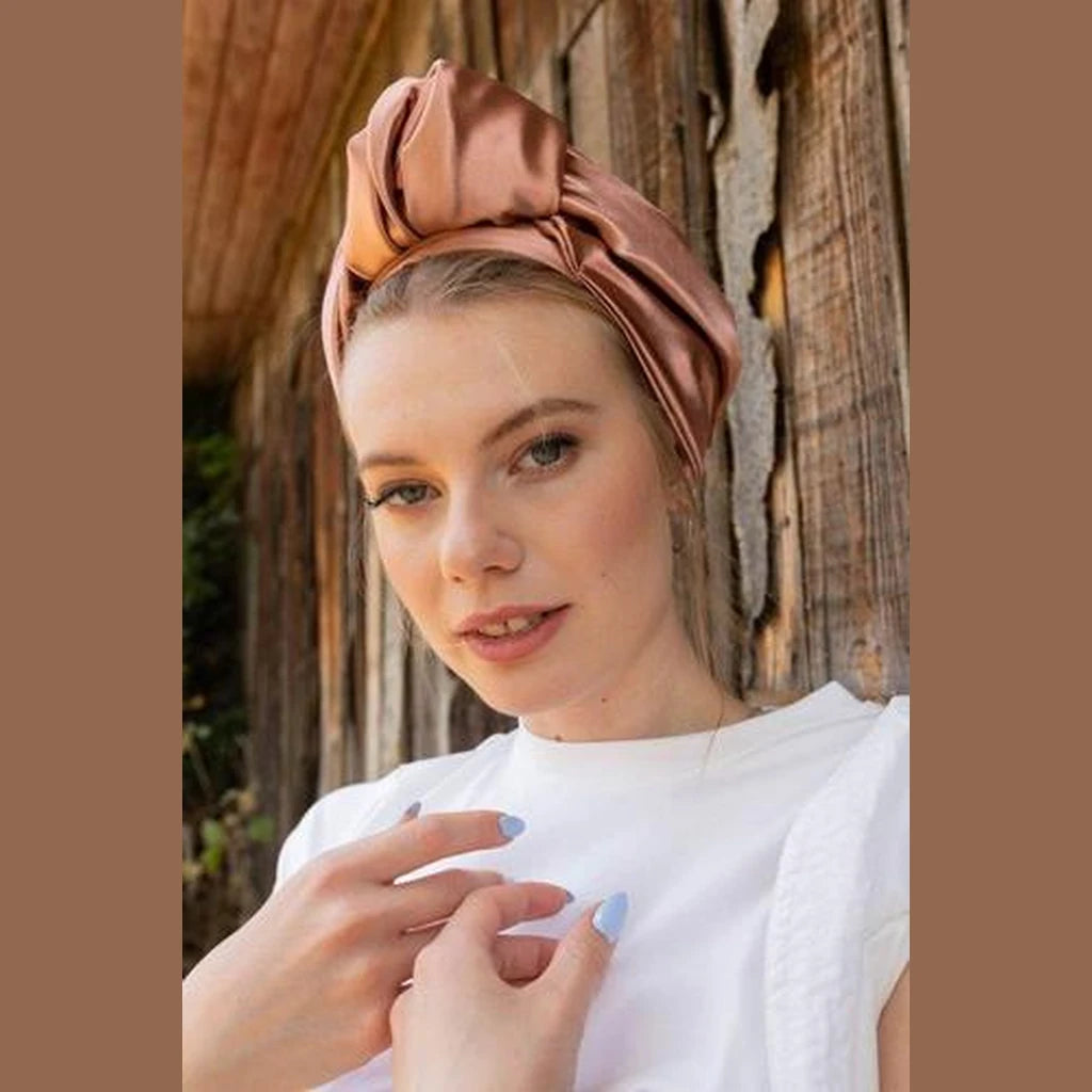 KnoKnotted Satin Turban Head Covering – Dark Pink