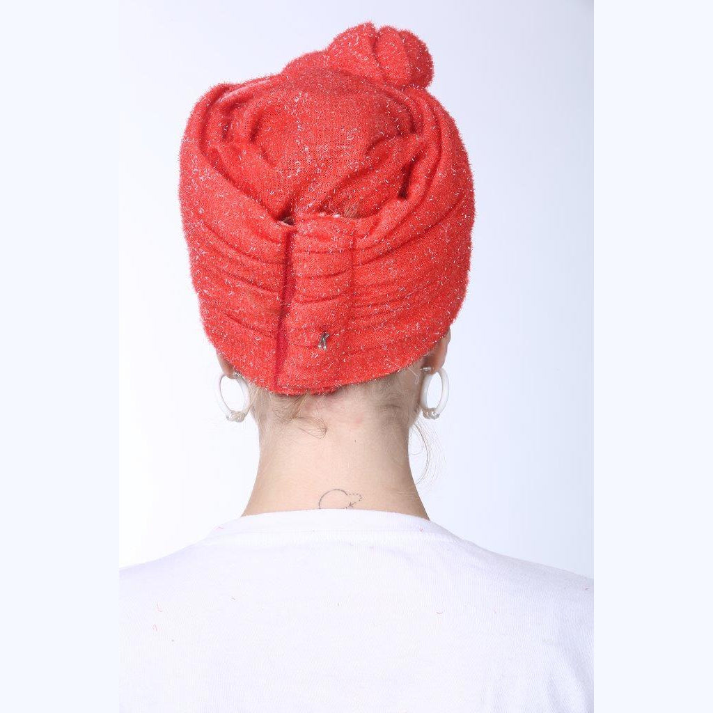 Partial & Full Coverage Knotted Lurex Turban Head Covering – Orange