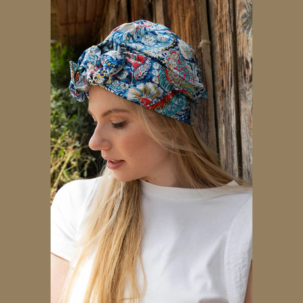 Sky Blue Paisley Print Hat